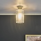 Emma - Brass and Cylinder Ribbed Glass Semi Flush Ceiling Light