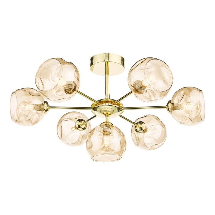 Celia - 7 Light Semi Flush Gold and Moulded Champagne Glass Shades
