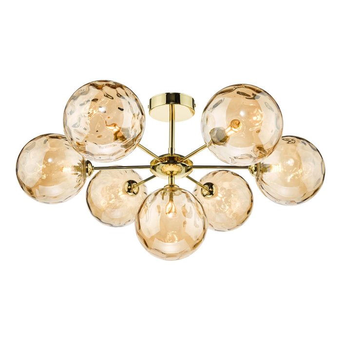 Celia - 7 Light Semi Flush Gold and Champagne Glass Shades