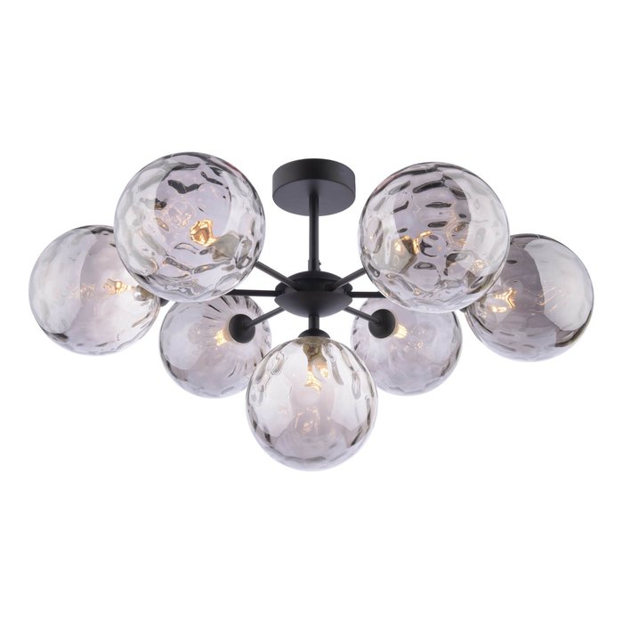 Celia - 7 Light Semi Flush Black and Smoked Glass Shades