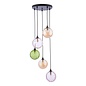 Fergie - 5 Light Black and Coloured Glass Cluster Pendant
