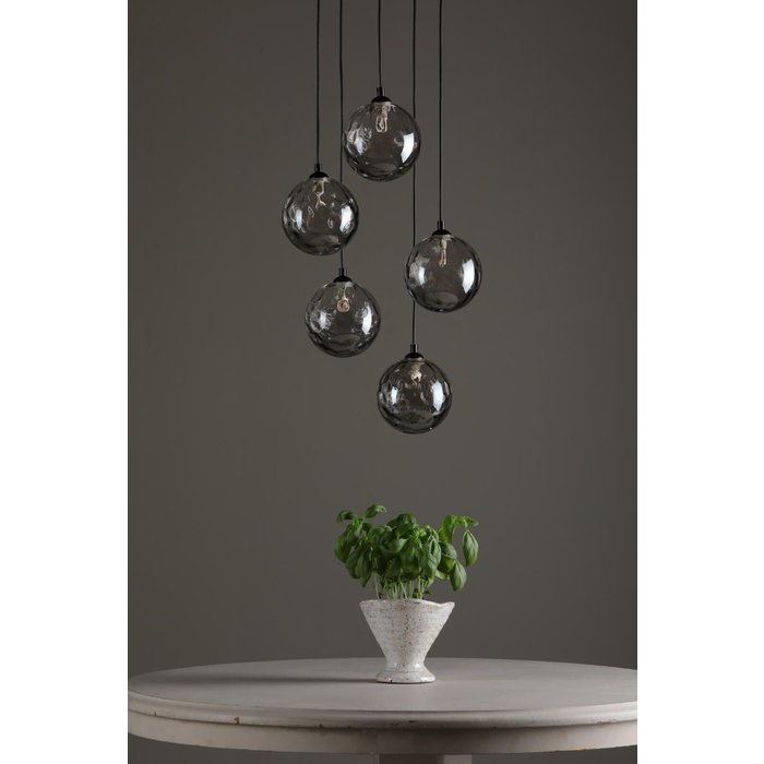 Fergie - 5 Light Chrome and Smoked Glass Cluster Pendant