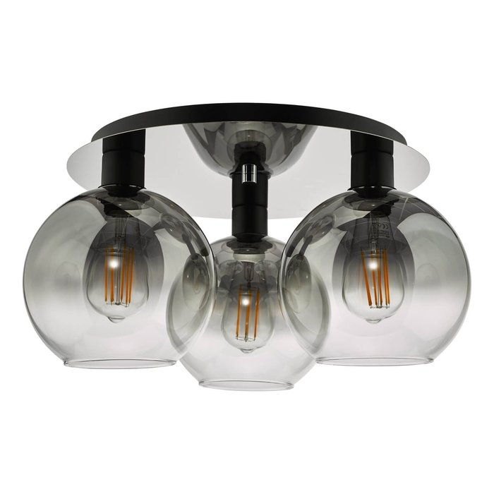 Lucy - Black and Ombre Smoked Glass 3 Light Flush Light