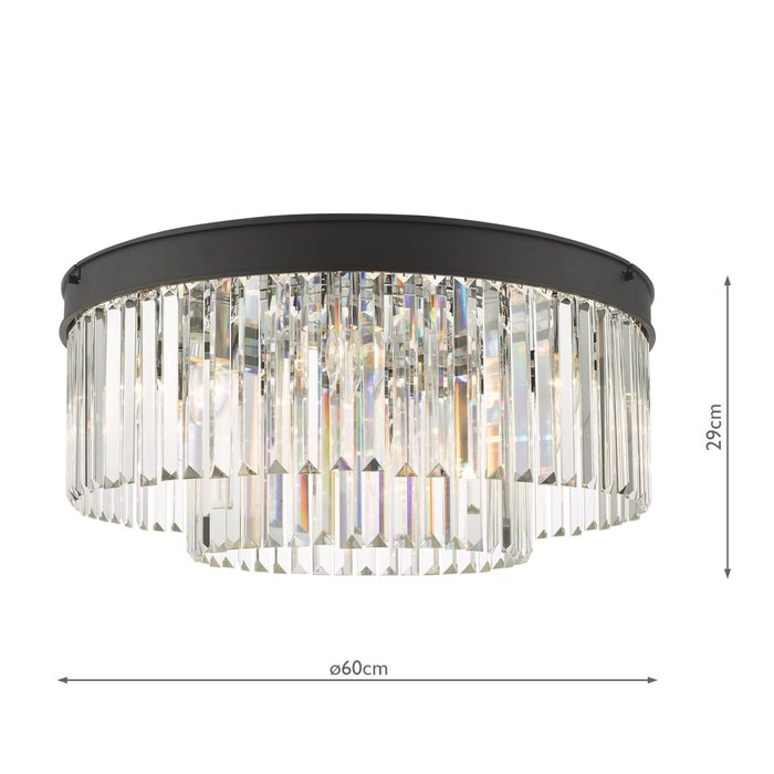 Darcy - Anthracite & Crystal 6 Light Flush Light