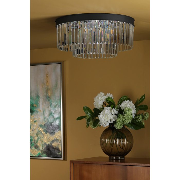 Darcy - Anthracite & Crystal 6 Light Flush Light