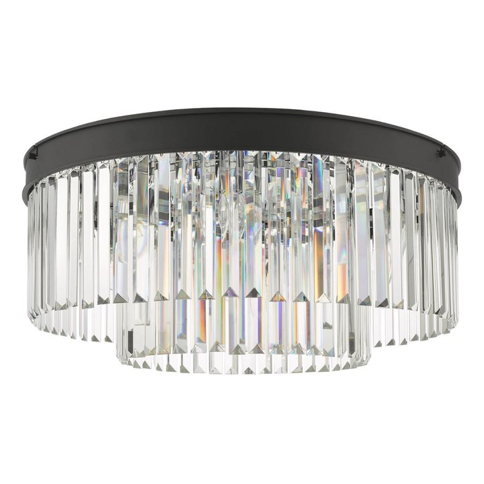 Darcy - Anthracite & Crystal 6 Light Flush Light