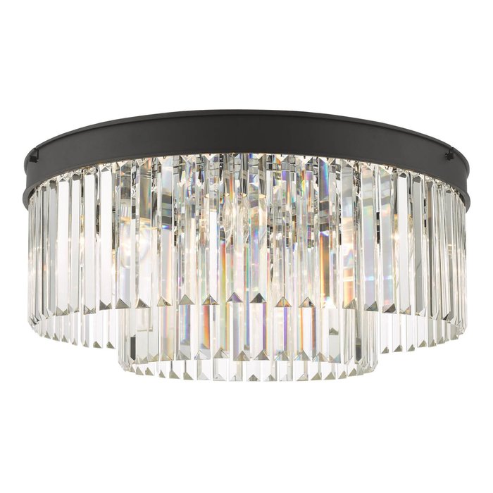 Darcy - Anthracite & Crystal 6 Light Flush Light