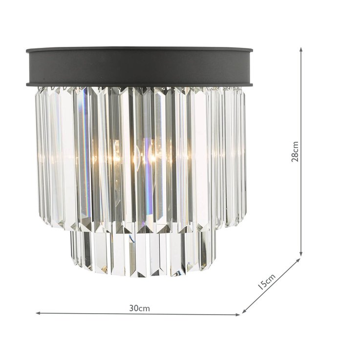 Darcy - Anthracite & Crystal 2 Light Wall Light