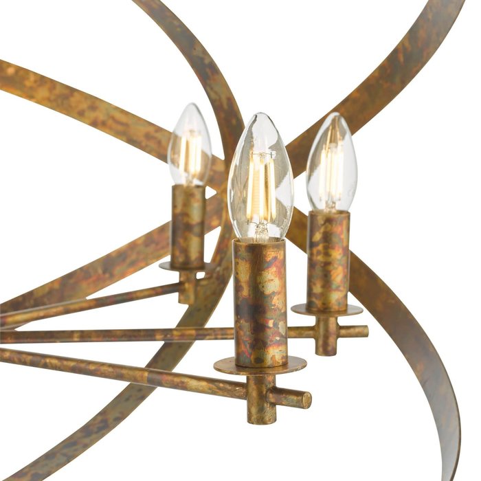 Nicola - Mottled Copper 8 Light Armed Chandelier Pendant