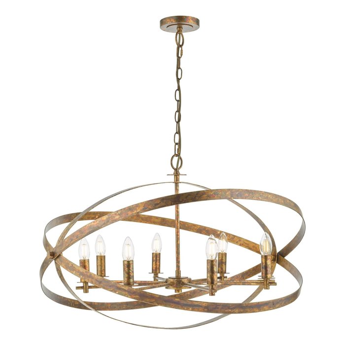 Nicola - Mottled Copper 8 Light Armed Chandelier Pendant