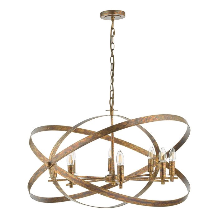 Nicola - Mottled Copper 8 Light Armed Chandelier Pendant