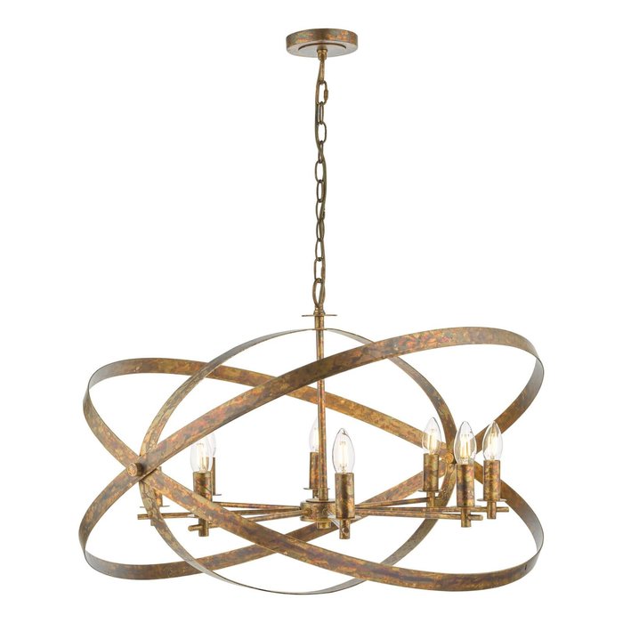 Nicola - Mottled Copper 8 Light Armed Chandelier Pendant