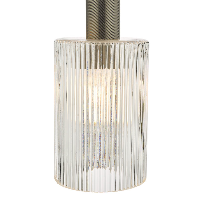 Emma - Polished Nickel and Ribbed Cylinder Glass Pendant Light