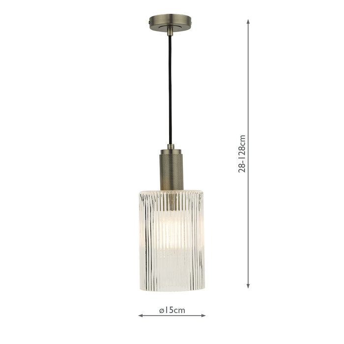 Emma - Polished Nickel and Ribbed Cylinder Glass Pendant Light