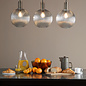 Emma - Solid Brass and Ribbed Round Glass Pendant Light