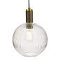 Emma - Solid Brass and Ribbed Round Glass Pendant Light