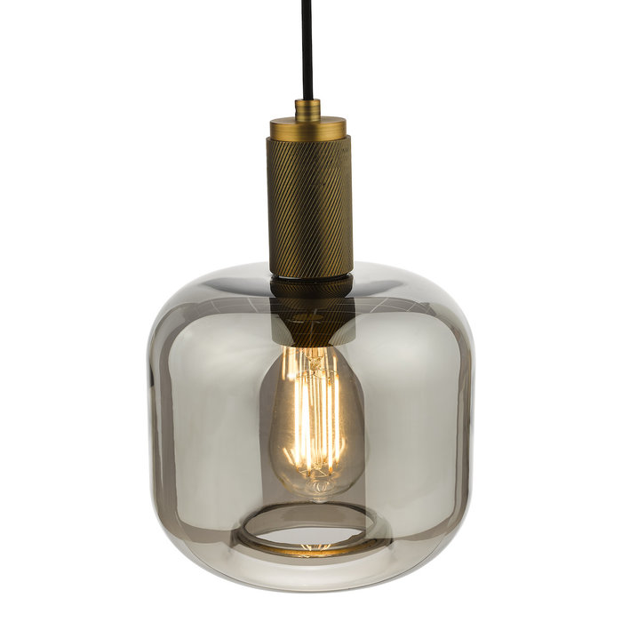Emma - Solid Brass and Smoked Glass Pendant Light