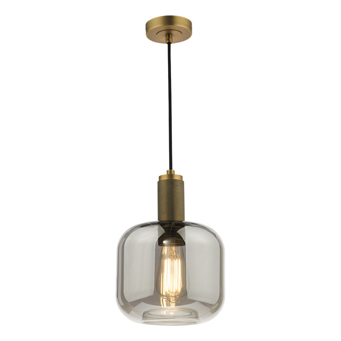 Emma - Solid Brass and Smoked Glass Pendant Light