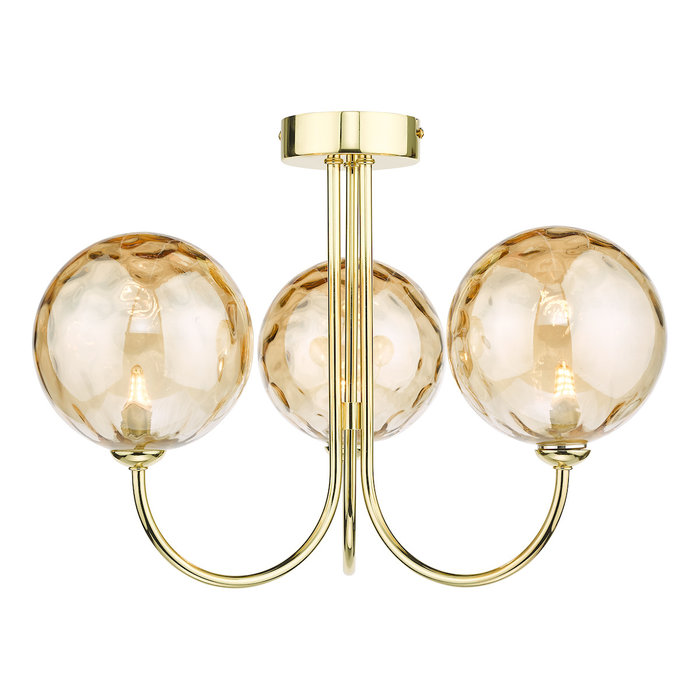 Jenny - Gold and Champagne Dimpled Glass 3 Lt Semi-Flush