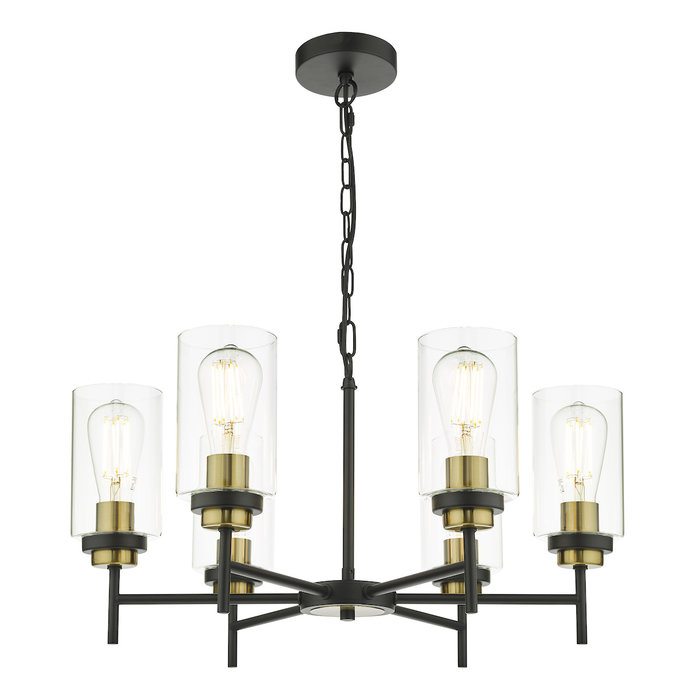 Mable - Refined Industrial Style Satin Black 6 Light Pendant