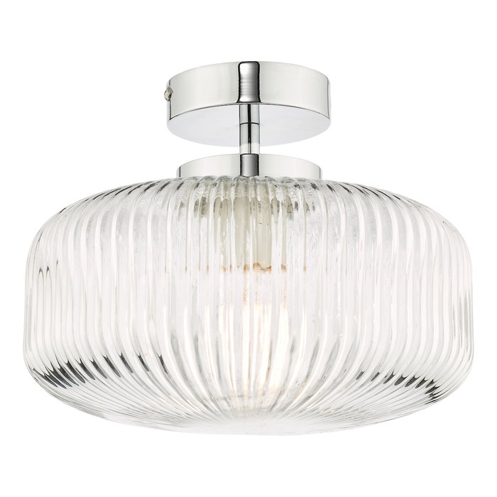 Vair - Chrome and Ribbed Glass Semi Flush Bathroom Light