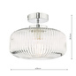 Vair - Chrome and Ribbed Glass Semi Flush Bathroom Light