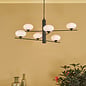 Black Feature Pendant Light – Robin - Mid Century Modern Opal Glass - 6 Light