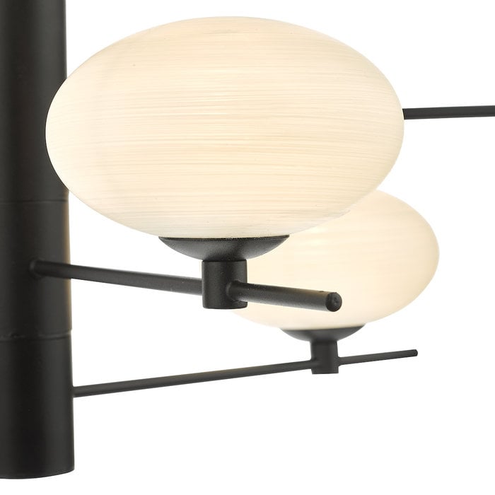 Black Feature Pendant Light – Robin - Mid Century Modern Opal Glass - 6 Light