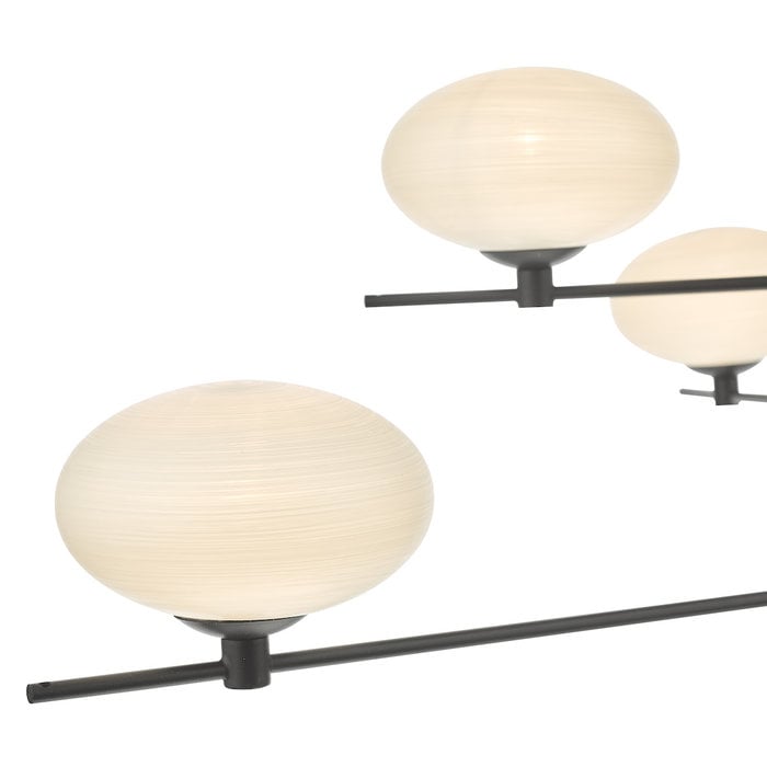 Black Feature Pendant Light – Robin - Mid Century Modern Opal Glass - 6 Light