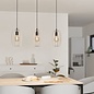 Zarra - Modern 3 Light Pendant with Wooden Grey Vertial Louvred Shades