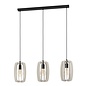 Zarra - Modern 3 Light Pendant with Wooden Grey Vertial Louvred Shades