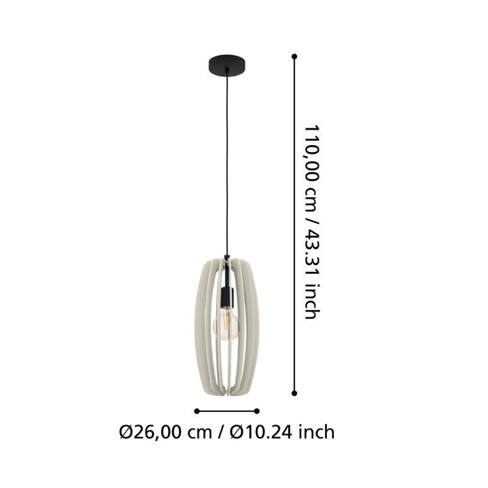 Zarra - Modern Pendant with Wooden Grey Vertial Louvred Shades