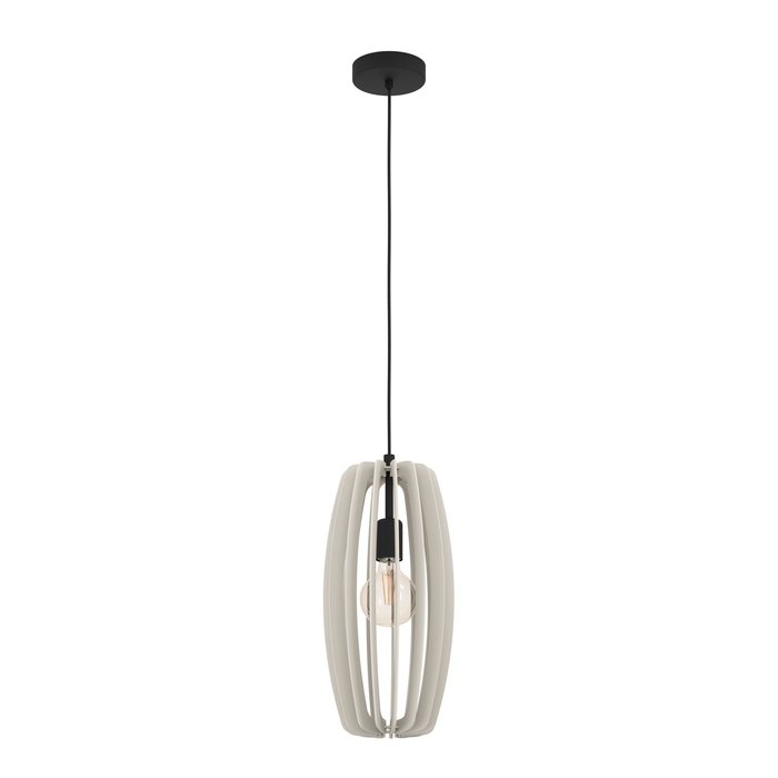 Zarra - Modern Pendant with Wooden Grey Vertial Louvred Shades