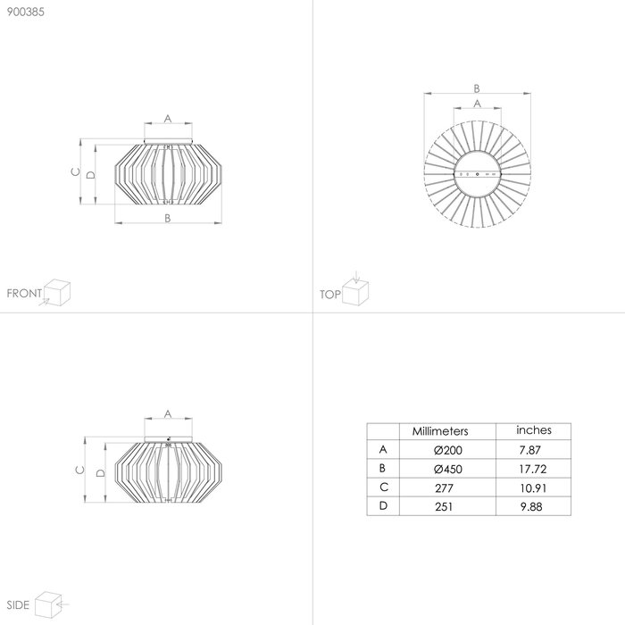 Rustique - Stylish Wooden Louvred Semi-Flush Ceiling Light