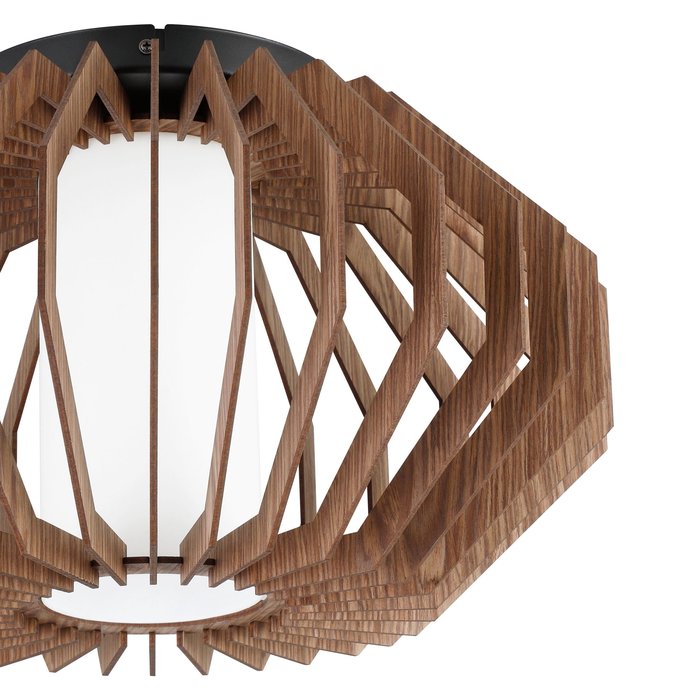 Rustique - Stylish Wooden Louvred Semi-Flush Ceiling Light