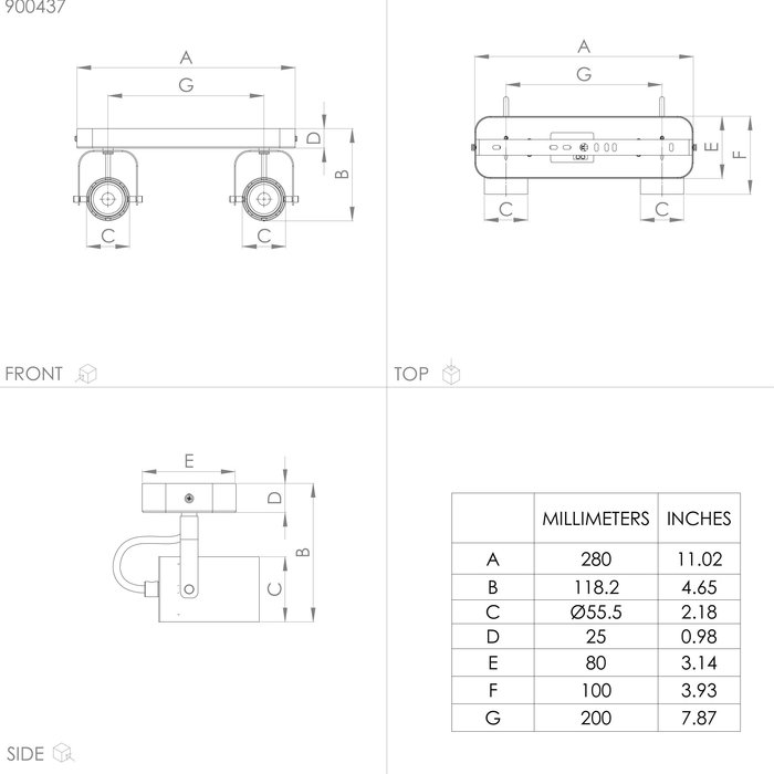 Cause - Contemporary Stylish 2 Light Bar Ceiling Light