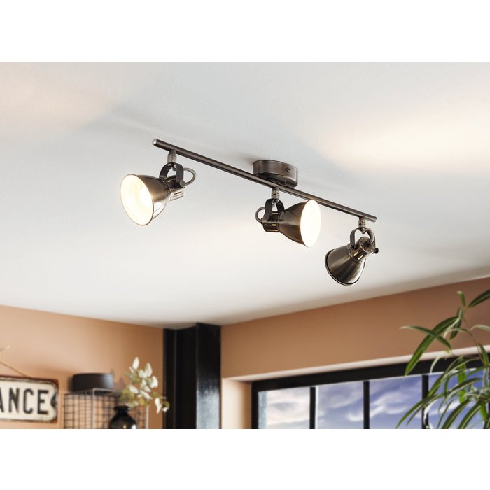 Nua- Modern Industrial 3 Light Spotlight in Nickel