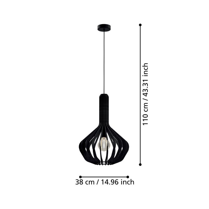 Valerie - Black Maple Wood Large Scandi Pendant