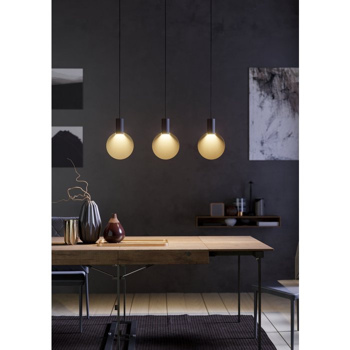 Sarron - Black & Gold Disc Contemporary 3 Light Linear Pendant