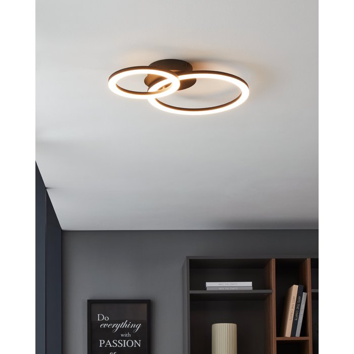 Cylch - Two Ring Black LED Flush Ceiling Light