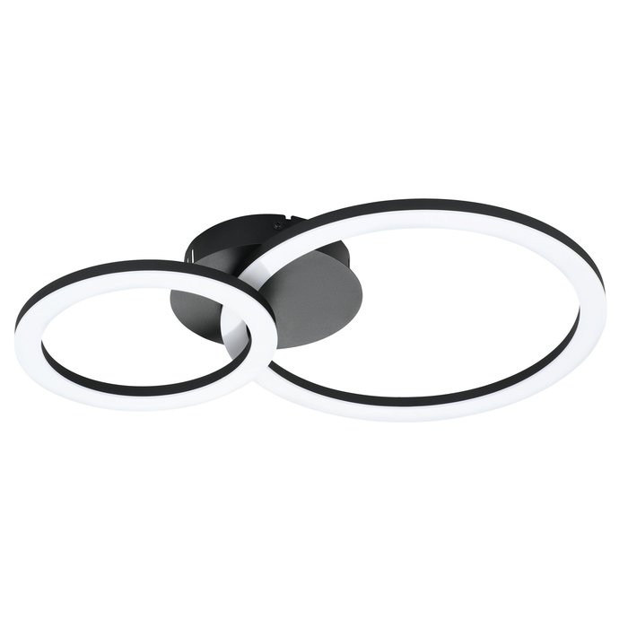 Cylch - Two Ring Black LED Flush Ceiling Light