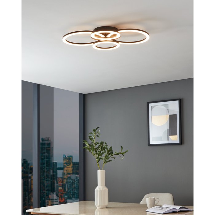 Cylch - Four Ring Black LED Flush Ceiling Light