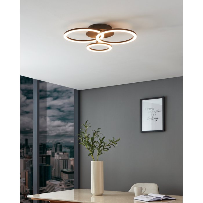 Cylch - Three Ring Black LED Flush Ceiling Light