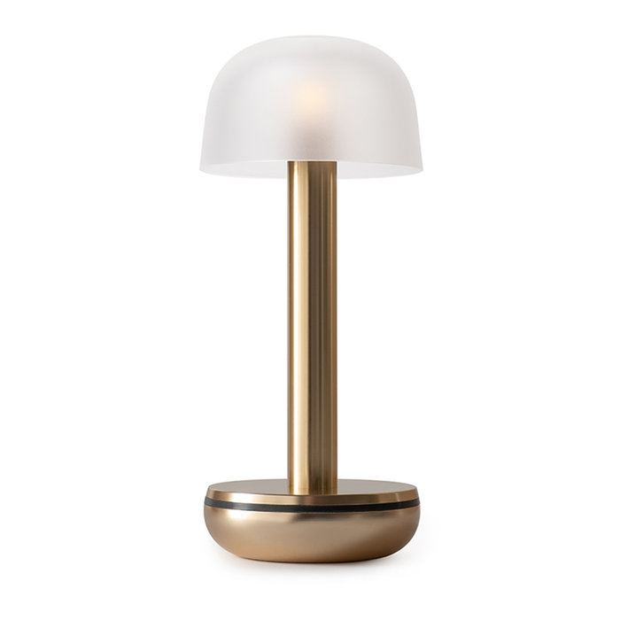 Noble Two Battery-Operated Table Lamp - Gold & Frosted Glass