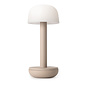 Noble Two Battery-Operated Table Lamp - Beige & Frosted Shade