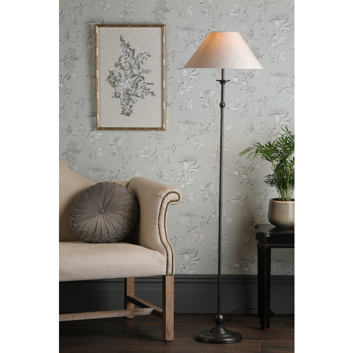 Ludchurch - Industrial Black Floor Lamp with Shade - Laura Ashley