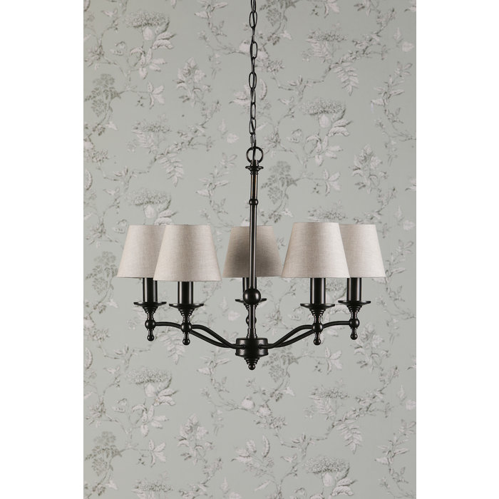 Ludchurch - Industrial Black 5 Light Chandelier - Laura Ashley