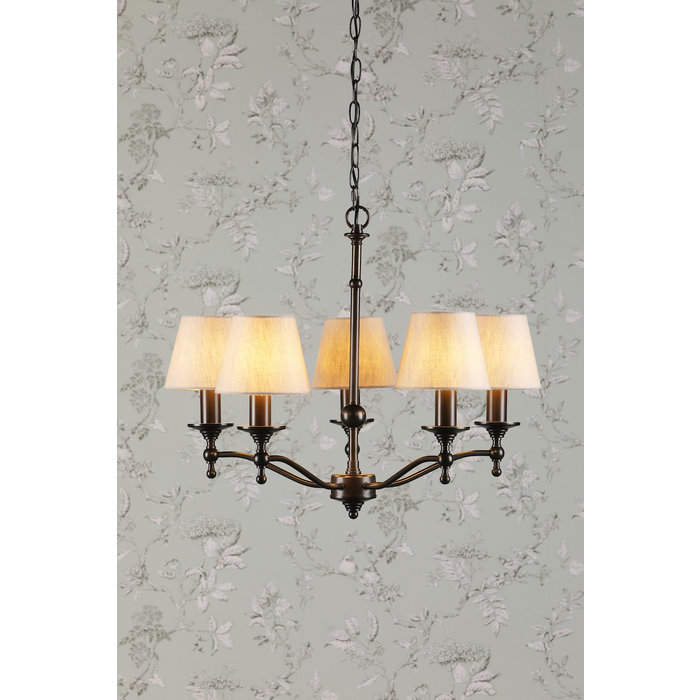 Ludchurch - Industrial Black 5 Light Chandelier - Laura Ashley