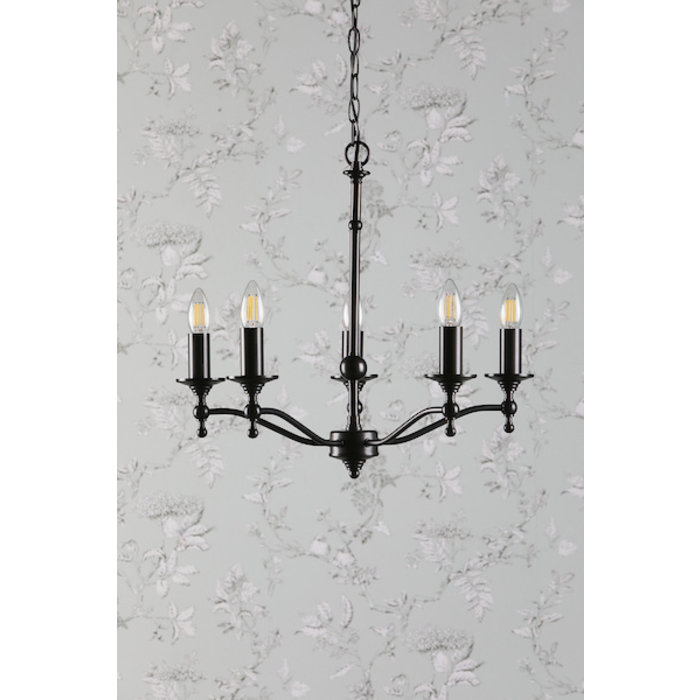 Ludchurch - Industrial Black 5 Light Chandelier - Laura Ashley