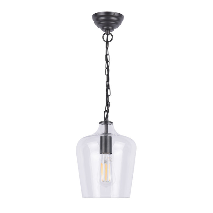 Ockley - Matt Black and Glass Pendant - Laura Ashley